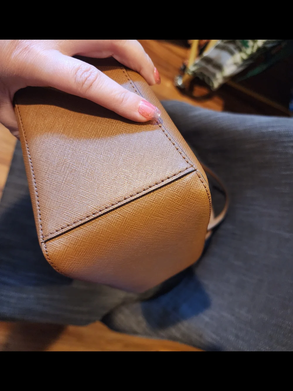 Michael Kors Camel Brown Leather Shoulder Bag with Gold Logo Charm